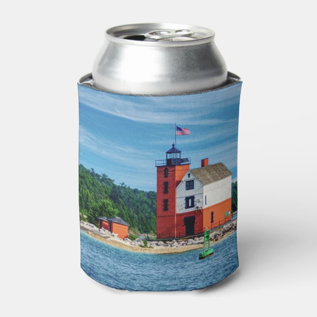 Round Island Lighthouse Can Cooler (Can Front)