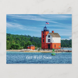 Round Island Lighthouse Get Well Soon Postcard