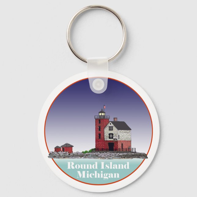 Round Island Lighthouse Key Ring (Front)