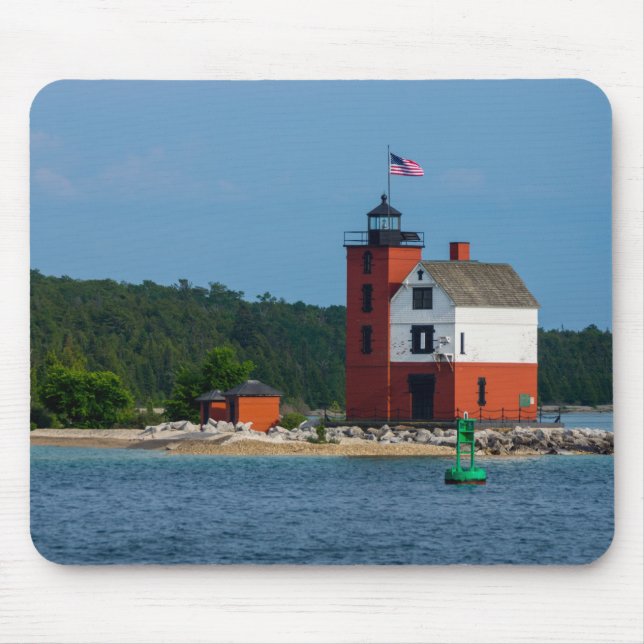 Round Island Lighthouse Mouse Pad (Front)