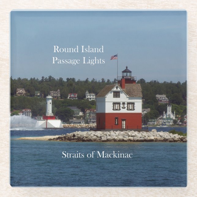 Round Island Passage Lights glass coaster (Front)