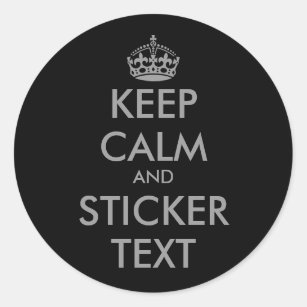 Round KeepCalm Stickers in grey   personalizable
