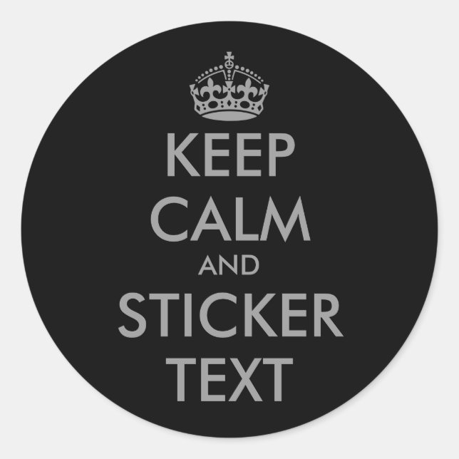 Round KeepCalm Stickers in grey | personalizable (Front)
