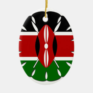Round Kenyan Motif: A National Symbol Ceramic Ornament