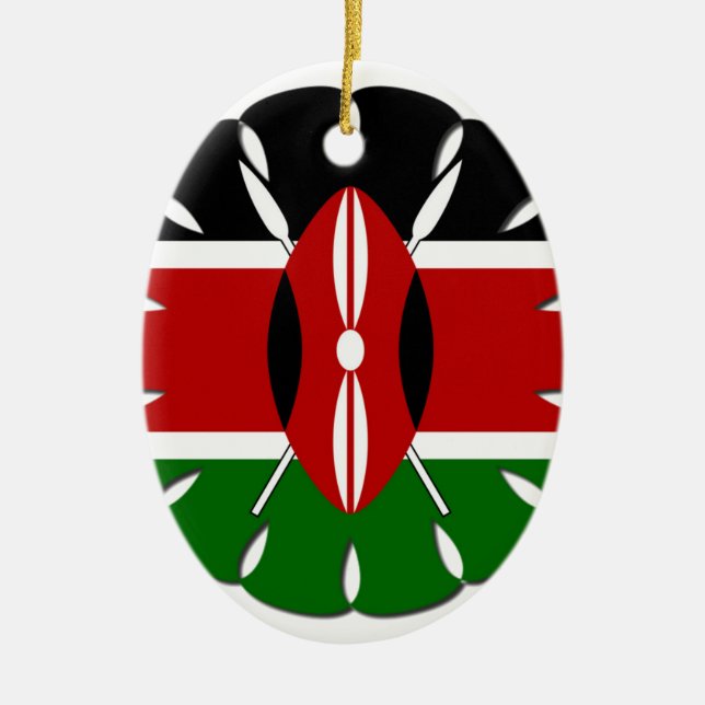 Round Kenyan Motif: A National Symbol Ceramic Ornament (Front)