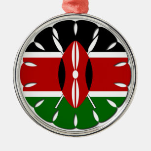 Round Kenyan Motif: A National Symbol Metal Tree Decoration