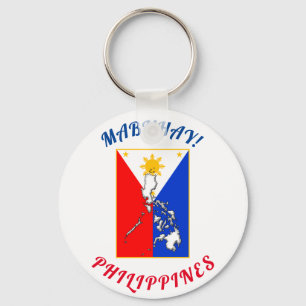Round key chain with Philippine Flag and Map