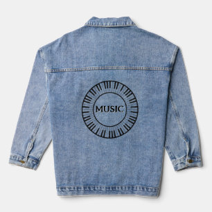 Round Keyboard Music Design Denim Jacket