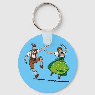 Round Keychain Oktoberfest Dancing Couple