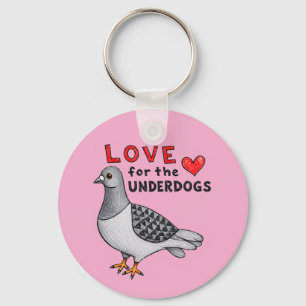 Round keychain with dove and heart