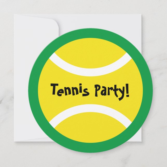 Round kids tennis theme Birthday party invitations (Front)