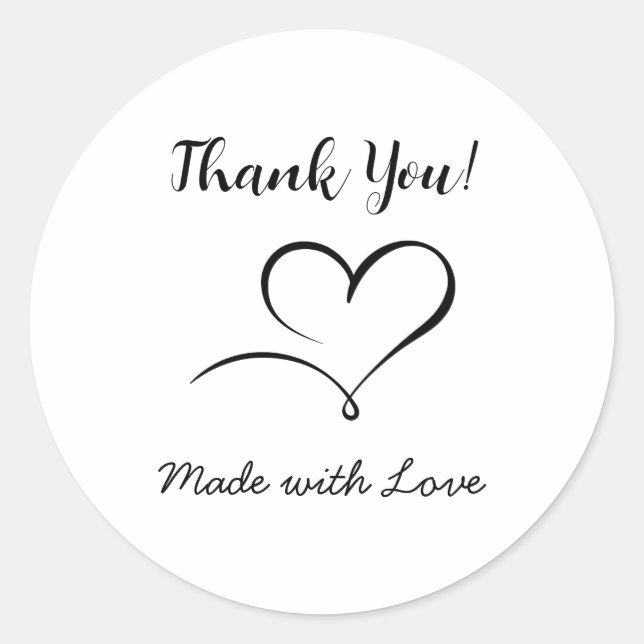 Round Label Sticker with Made with Love Message (Front)