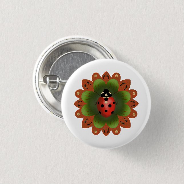 Round Ladybug  3 Cm Round Badge (Front & Back)