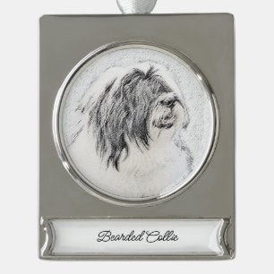 round-large silver plated banner ornament