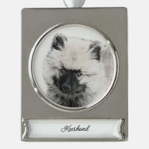 round-large silver plated banner ornament