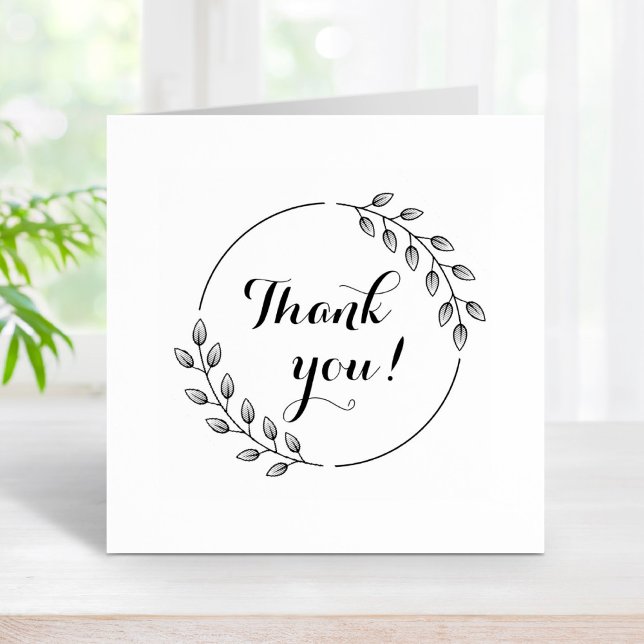 Round Leaves Double Wreath Thank You Rubber Stamp (Creator Uploaded)
