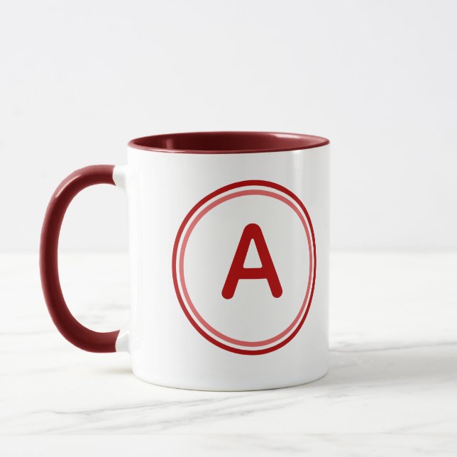 Round Letter Alphabet Red Circle Design Mug (Left)