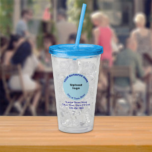 Round Light Blue Business Branding on Acrylic Tumbler