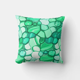 Round like stones in shades of clear green to mint cushion