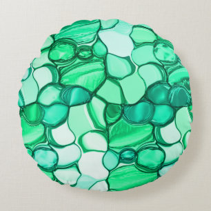 Round like stones in shades of clear green to mint cushion