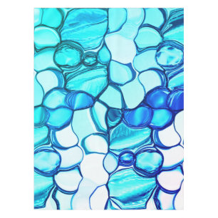 Round like stones in tones similar to aquamarine tablecloth