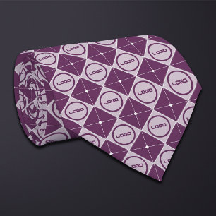 Round Logo Diamond Pattern Necktie