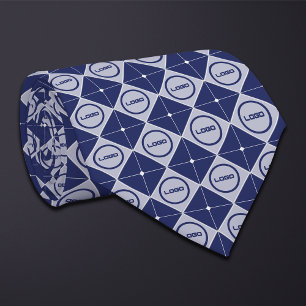 Round Logo Diamond Pattern Necktie