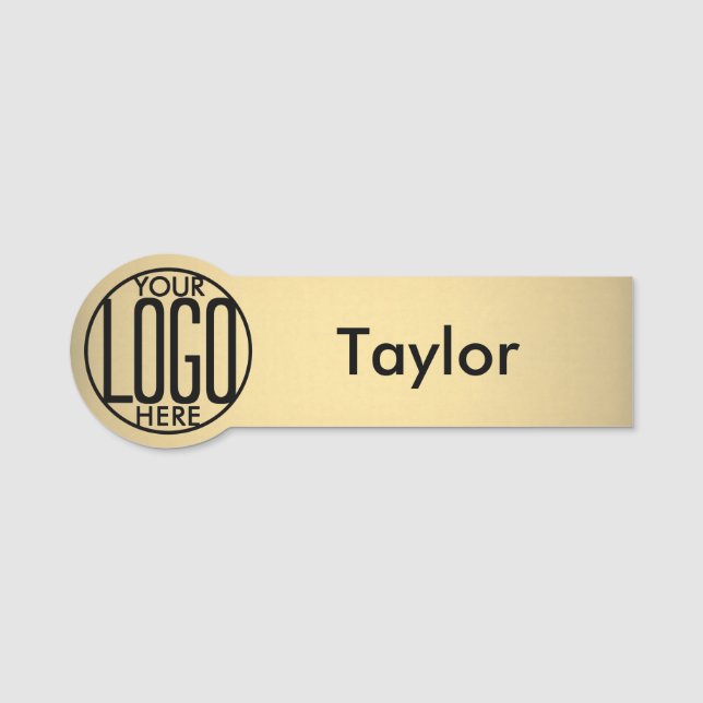 Round Logo Gold Colour Printed Plastic Employee Name Tag (Front)