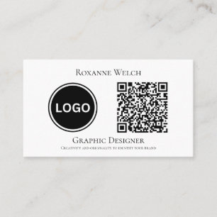 Round Logo QR code Business Company Minimal Business Card