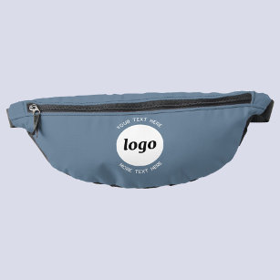 Round Logo Text Promotional Business Blue Grey Bum Bags