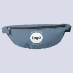 Round Logo Text Promotional Business Blue Grey Bum Bags<br><div class="desc">Add your own logo and choice of text to this design.  Remove the top or lower text if you prefer.  Minimalist and professional.  Great for a promotional product for your clients and customers. Your logo will be clipped to a white circle.  For other versions,  see the collection.</div>