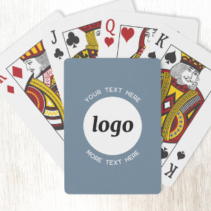 Round Logo Text Promotional Business Blue Grey Playing Cards