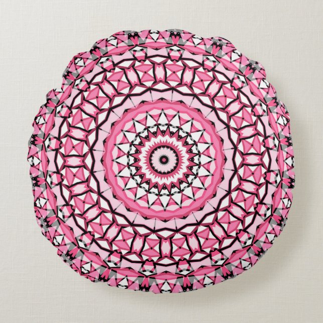 Round mandala pattern in glass vitrage style mosai cushion (Front)