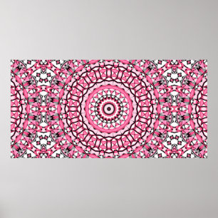 Round mandala pattern in glass vitrage style mosai poster