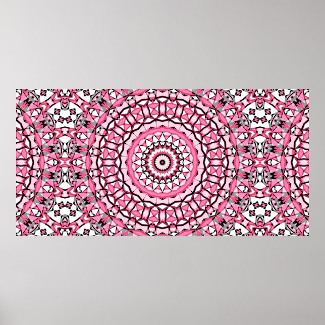 Round mandala pattern in glass vitrage style mosai poster (Front)