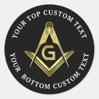 Round Masonic Stickers | Black Gold Square Compass