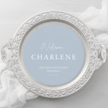 Round Menu with Guest Name | Dusty Blue Wedding