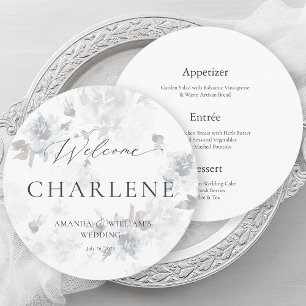 Round Menu with Guest Name   Luxury Wedding
