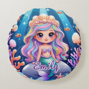 Round Mermaid Pillow – Editable Name