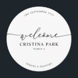 Round Minimalist Wedding Guest Place Card<br><div class="desc">PLEASE NOTE: Customise this template individually by adding the guest name, and add each menu card to your cart separately. Designed to coordinate with for the «Pure» Wedding Invitation Collection. To change details, click «Details». To move the text or change the size, font, or colour, click «Edit using Design Tool»....</div>