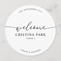 Round Minimalist Wedding Guest Place Card