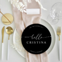 Round Minimalist Wedding Guest Place Card and Menu