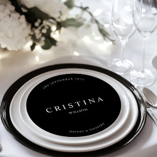 Round Minimalist Wedding Guest Place & Menu Card