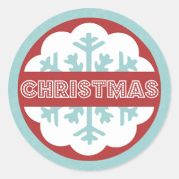 Round Modern Blue Merry Little Christmas Classic Round Sticker