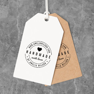 Round Modern Bold Website Handmade With Love Heart Self-inking Stamp
