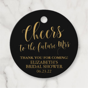 Round Modern Gold Bridal Shower Mini Champagne Fav Favour Tags
