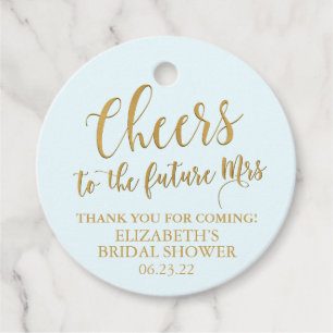 Round Modern Gold Bridal Shower Mini Champagne Favour Tags