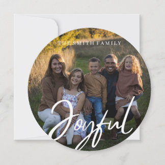 round modern joyful holiday card