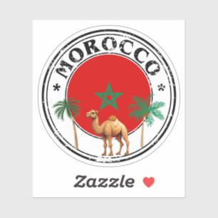 Round Morocco Flag Seal Sticker-Perfect