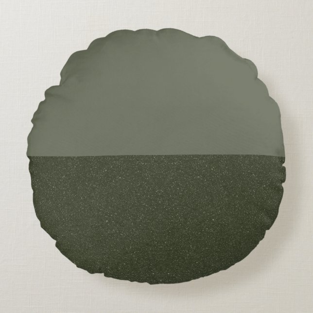 Round Moss Green Throw Pillow – Dual Texture (Front)